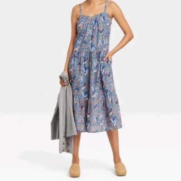 Women's Sleeveless Tiered A-Line Dress Knox Rose Blue Size 2X - Picture 1 of 10